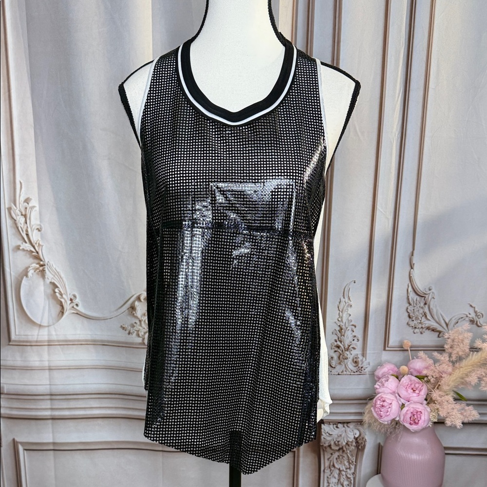 Black leather Sleeveless Tank Top